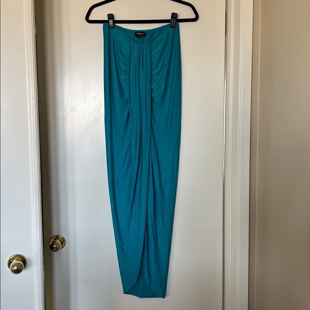 Bebe Draped Teal Maxi Skirt - Picture 2 of 3